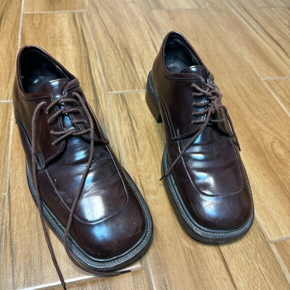 Kenneth Cole Men's Brown Square-Toe Leather Oxfords Size 9.5 in Great Shape! - Picture 1 of 5